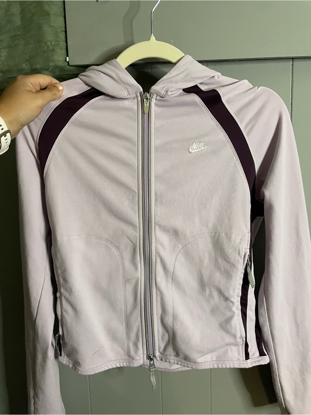 Nike Lavender Hooded Zip Jacket with Dark Plum Accents